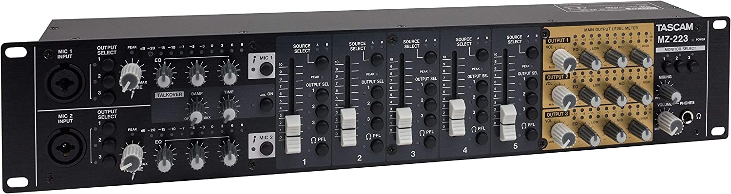 Tascam MZ-223 7-Channel 3-Zone Rackmount Audio Mixer With Voice Priority - Image 6