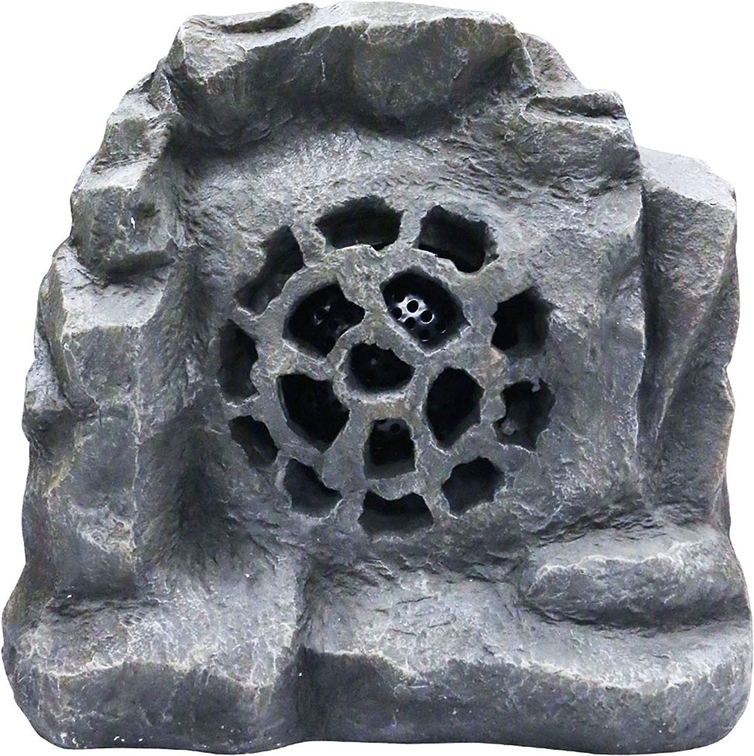 Alpine Corporation Waterproof Bluetooth Solar-Powered Outdoor Wireless Rock Speaker, Gray