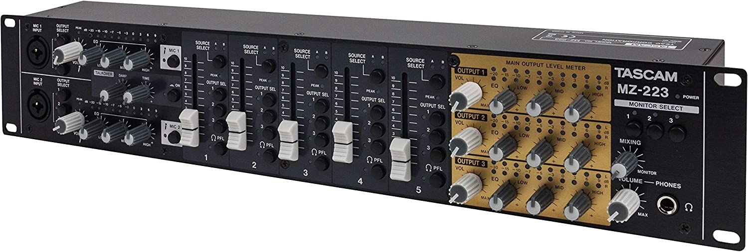 Tascam MZ-223 7-Channel 3-Zone Rackmount Audio Mixer With Voice Priority - Image 7