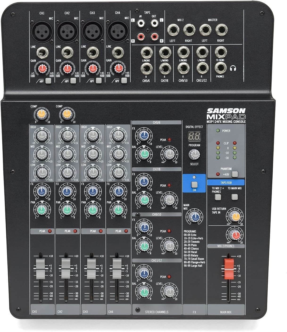 Samson Mixpad MXP124FX Compact, 12-Channel Analog Stereo Mixer with Effects and USB - Image 3