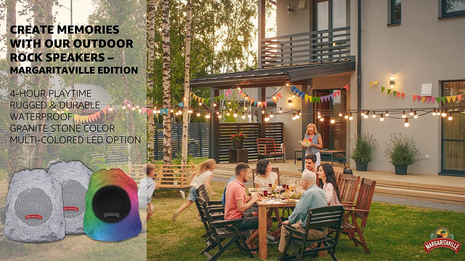 Margaritaville Outdoor Rock Bluetooth Wireless Speaker | Durable Bluetooth Speakers, Fantastic Yard or Patio Decor, IPX-4 - Image 4