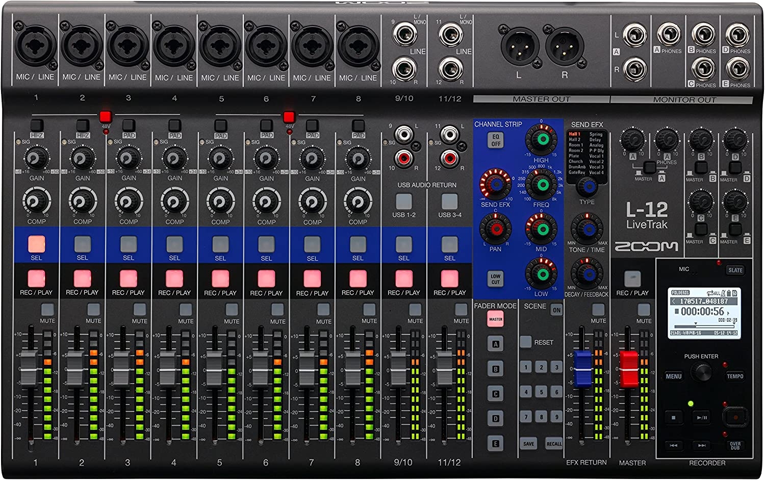 Zoom LiveTrak L-12 Digital Mixer & Multitrack Recorder, for Music, Podcasting, and More, 12-Input/ 14-Channel SD Recorder, - Image 2