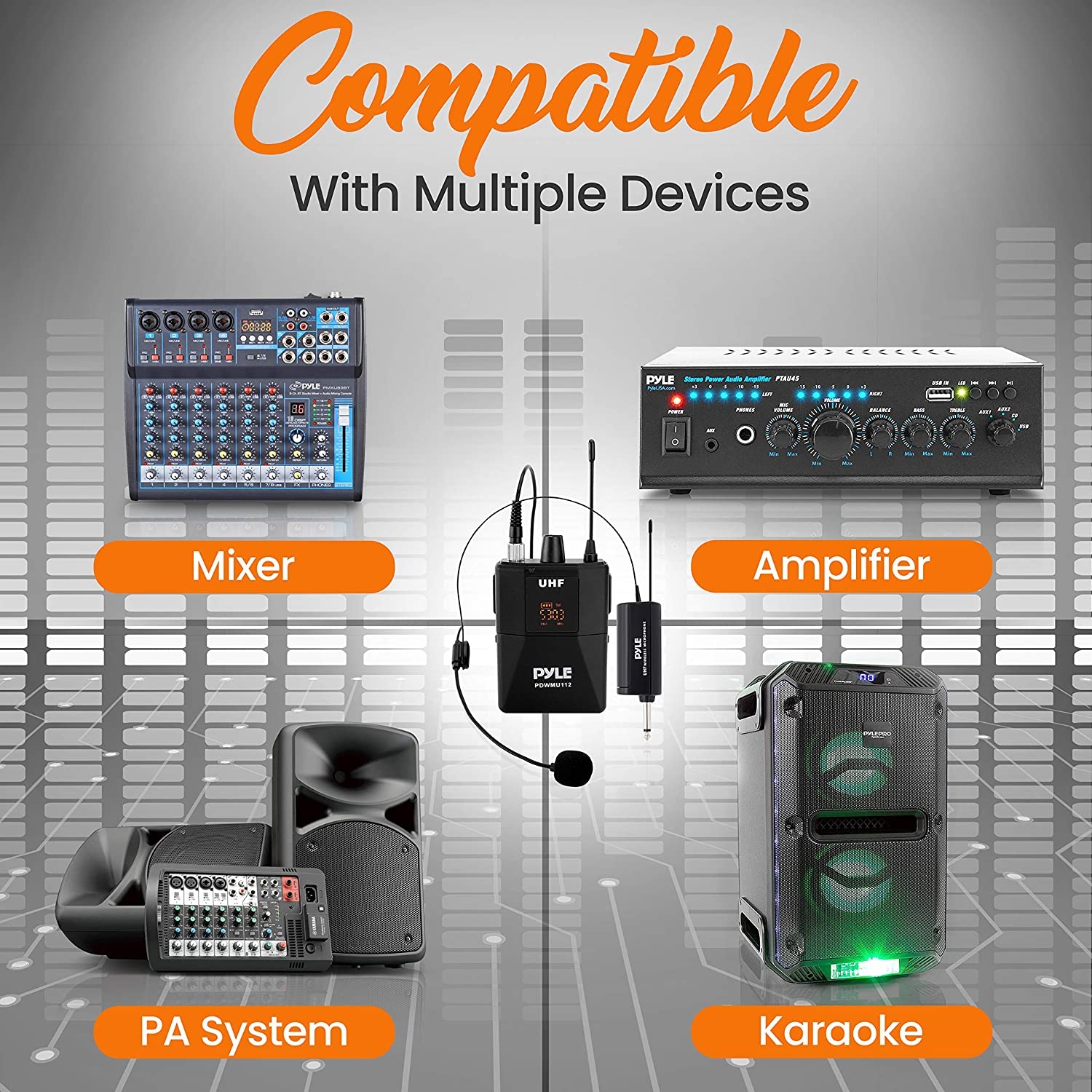 Pyle UHF Wireless Microphone System Kit - Portable Professional Cordless Microphone Set Wireless Mic Kit w/Headset Mic, Lavalier - Image 2