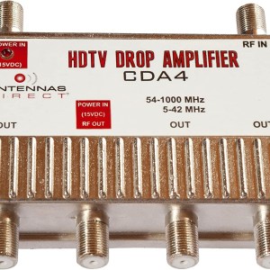 Antennas Direct 4-Port TV Distribution Amplifier, Connect Up to 4 Televisions to 1 Antenna, Power Supply, Coaxial Cable, for