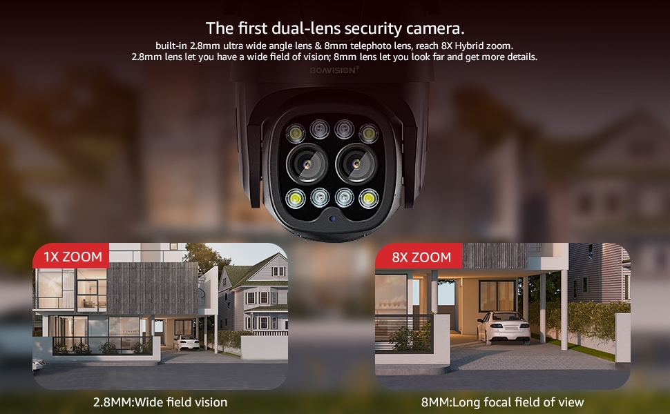 Telecamera Wi-Fi Esterna PTZ 2.4G Con Doppia Lente – 4MP, Visione Notturna A Colori, Rilevamento AI E Tracciamento Automatico (Impermeabile IP65) - 2