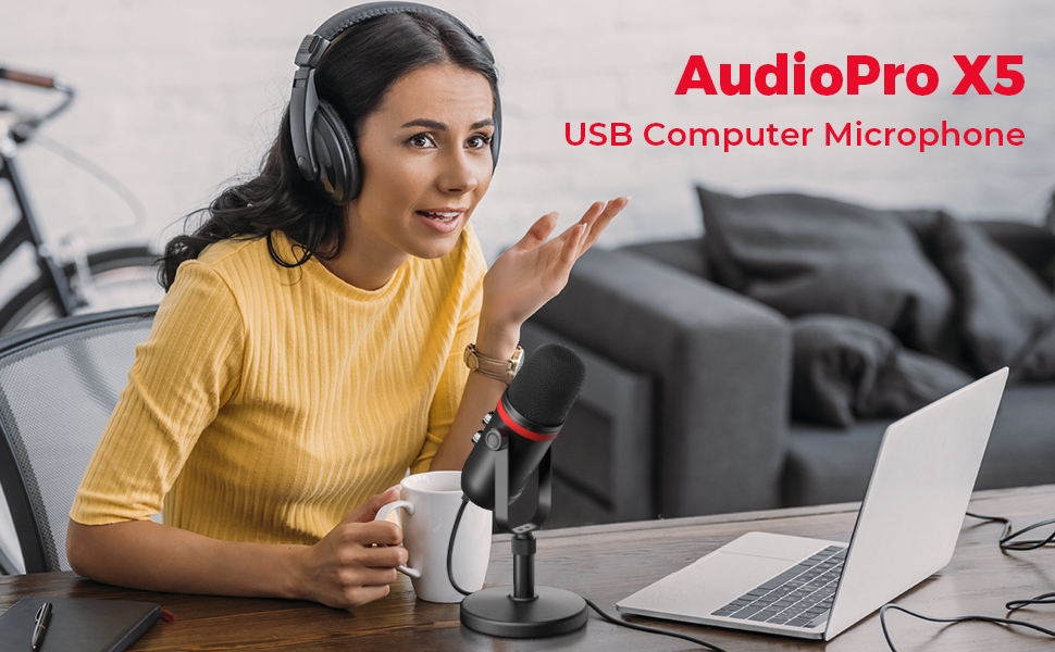 Comp Microphone AUDIOPRO USB Microphone - Computer Condenser Gaming Mic for PC/Laptop ...