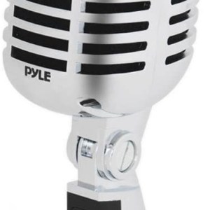 Classic Retro Dynamic Vocal Microphone - Old Vintage Style Unidirectional Cardioid Mic with XLR Cable - Universal Stand