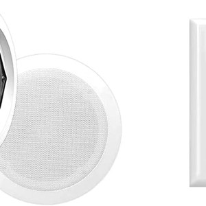 5.25” Ceiling Wall Mount Speakers - Pair of 2-Way Midbass Woofer Speaker 1'' Polymer Dome Tweeter Flush Design w/ 80Hz - 20kHz