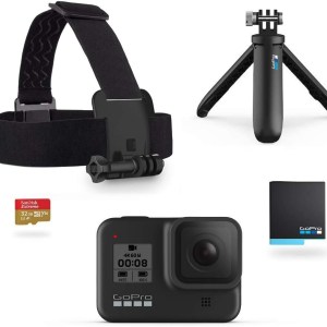 GoPro HERO8 Black Retail Bundle - Includes HERO8 Black Camera Plus Shorty, Head Strap, 32GB SD Card, and 2 Rechargeable