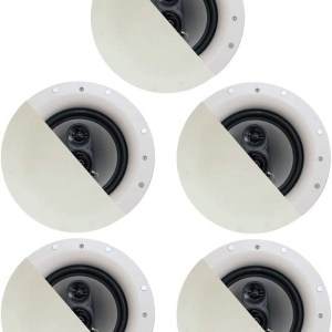 Acoustic Audio by Goldwood CS-IC83 8” 3-Way In Ceiling Home Theater Speaker System (White, 5 Speakers)