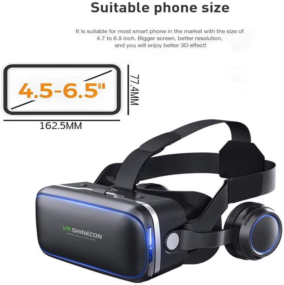 VR SHINECON Virtual Reality VR Headset 3D Glasses Headset Helmets VR Goggles for TV, Movies & Video Games Compatible iOS, - Image 2