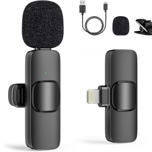 Wireless Lavalier Microphone for iPhone/iPad Mini Clip-on Microphone Wireless for iPhone Video Recording Denoise Omni Lav Lapel