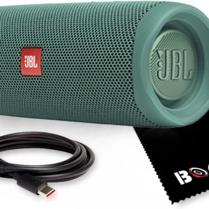 JBL FLIP 5 Portable Wireless Bluetooth IPX7 Waterproof Speaker Bundle with Boomph Microfiber Cloth and USB Type-C Cable - Pink