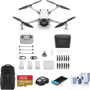 DJI Mini 3 Drone Fly More Combo with RC-N1 Controller Bundle with 128GB microSDXC Memory Card, Backpack, Strobe Anti-Collision