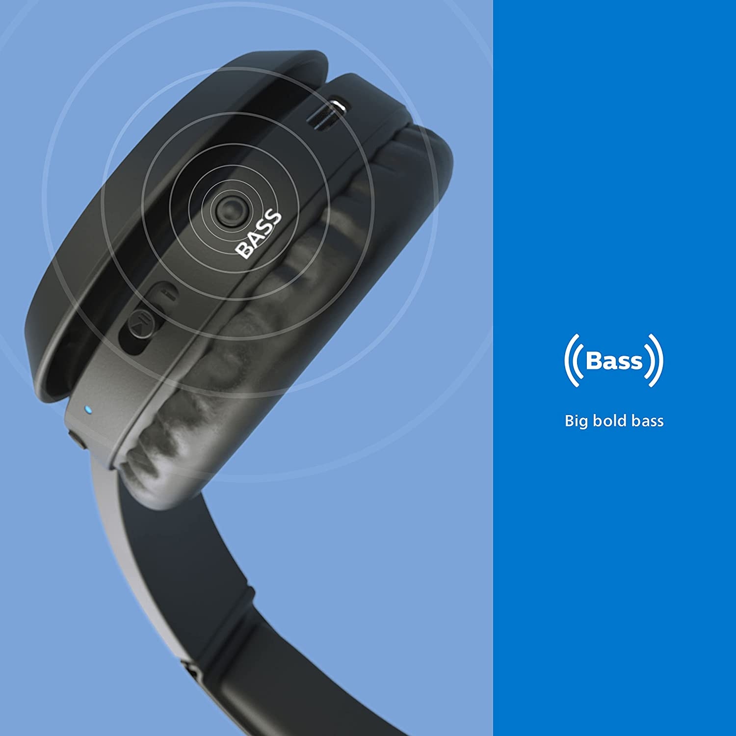 Philips H4205 On-Ear Wireless Headphones with 32mm Drivers and BASS Boost on-Demand, Blue - Image 2