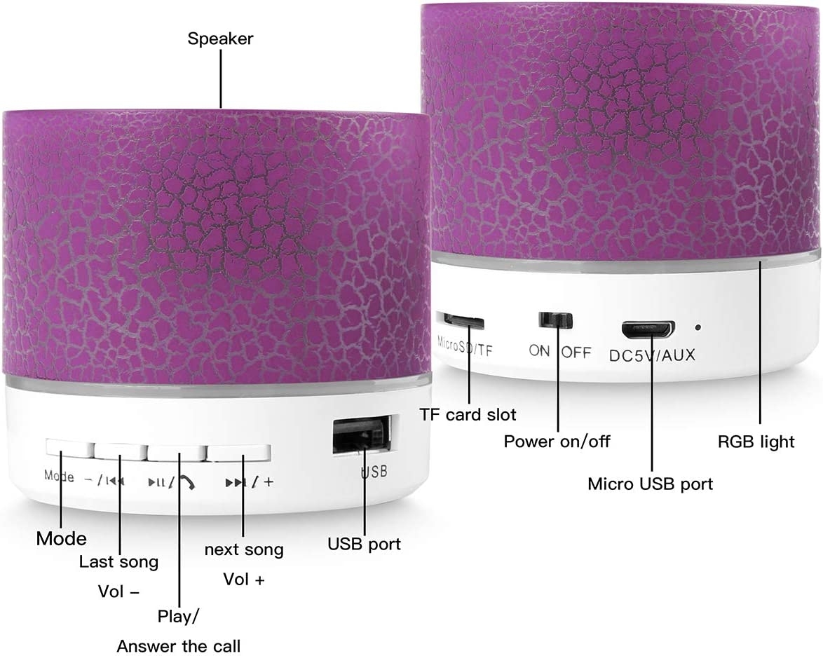 Portable Wireless Mini Bluetooth Speaker,AICase Super Bass Stereo Rechargeable Speaker with LED Lights - Image 27