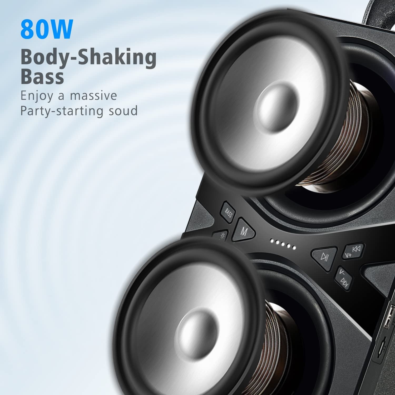 YIER Bluetooth Speakers, Wireless TWS Portable Bluetooth Speaker with Lights,100dB Loud Bluetooth Speaker with Subwoofer 80W - Image 2