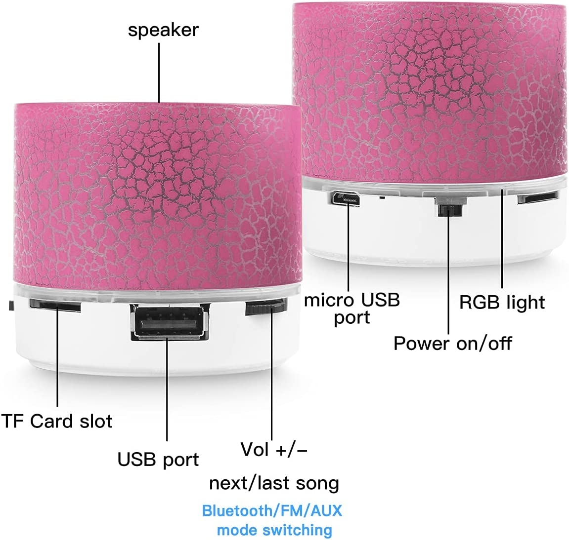 Portable Wireless Mini Bluetooth Speaker,AICase Super Bass Stereo Rechargeable Speaker with LED Lights - Image 5