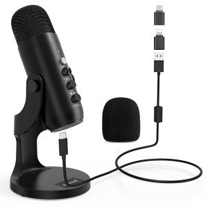 ZealSound USB Microphone,Condenser Computer PC Mic,Plug&Play Gaming Microphones for PS 4&5.Headphone Output&Volume Control,Mic