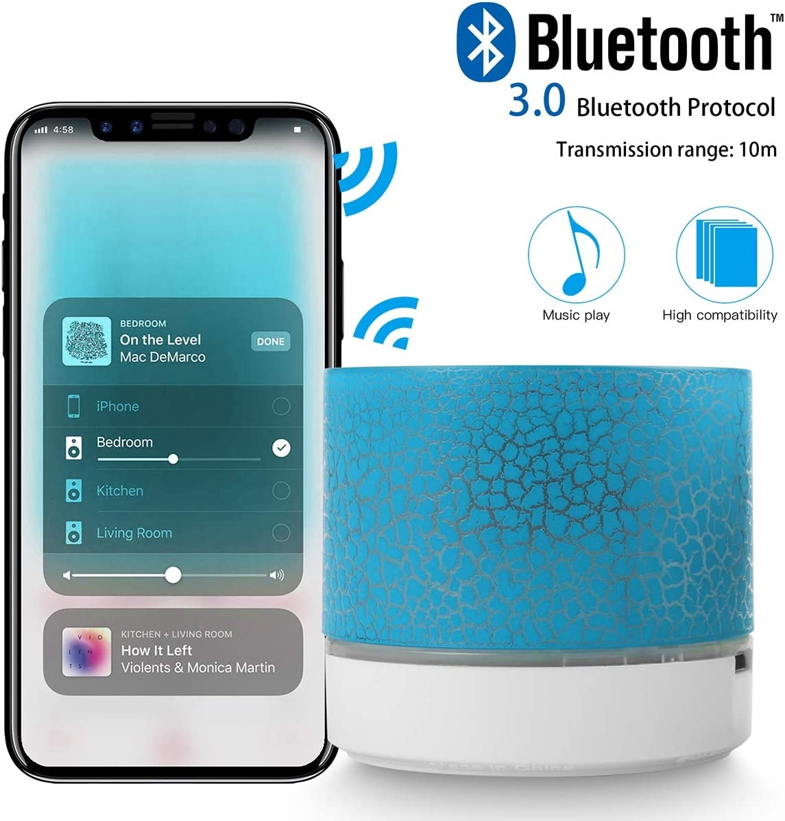 Portable Wireless Mini Bluetooth Speaker,AICase Super Bass Stereo Rechargeable Speaker with LED Lights - Image 20