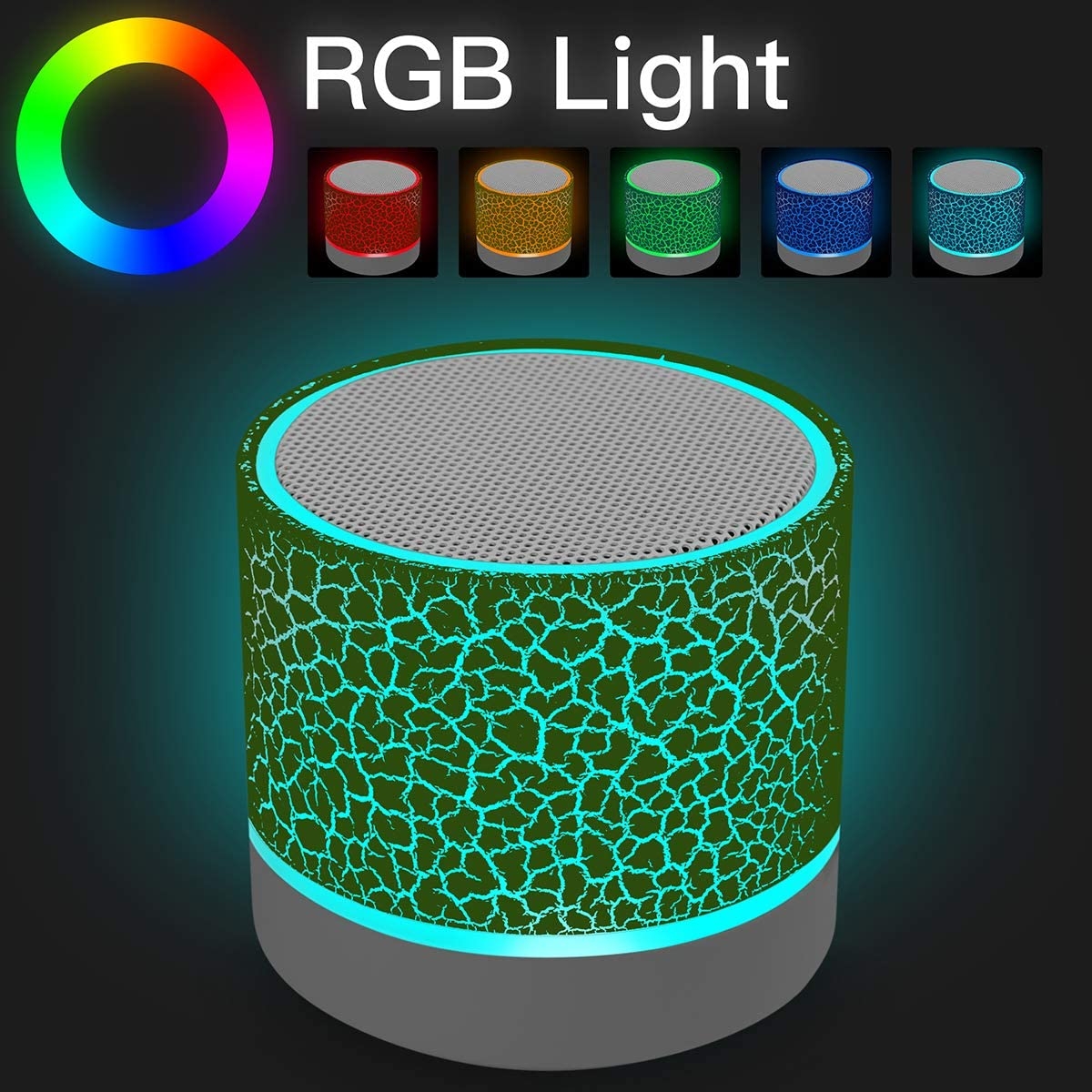 Portable Wireless Mini Bluetooth Speaker,AICase Super Bass Stereo Rechargeable Speaker with LED Lights - Image 37