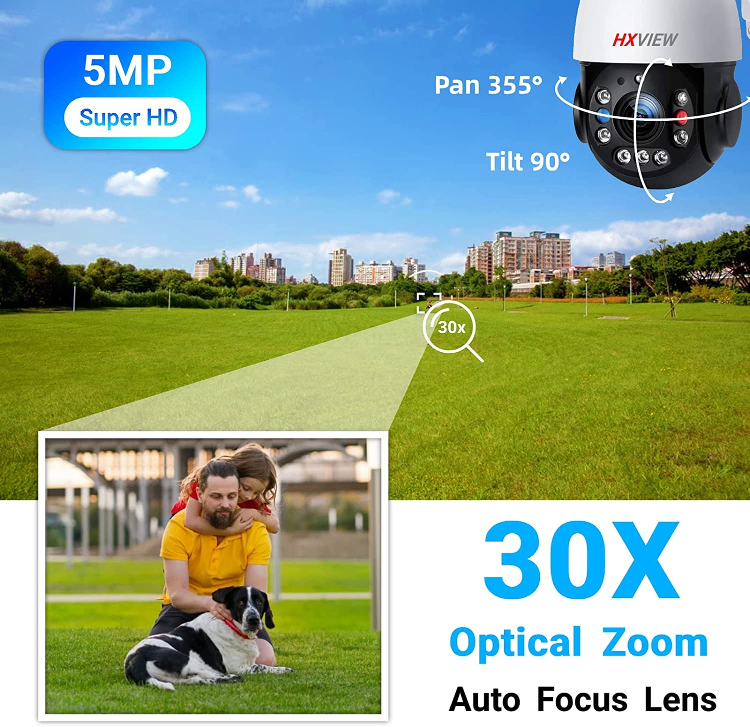 HXVIEW PTZ Security Camera Outdoor 30X Optical Zoom Camera WiFi Wireless 5MP RTSP IP Camera 1000FT Night Vision Auto Tracking - Image 2