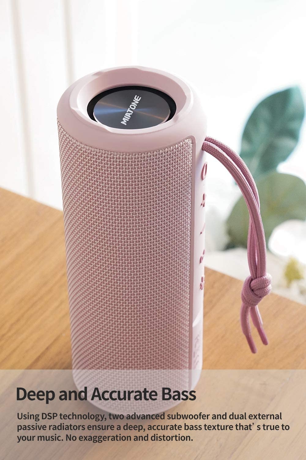 MIATONE Outdoor Portable Bluetooth Speakers Wireless Speaker Waterproof - Pink - Image 2