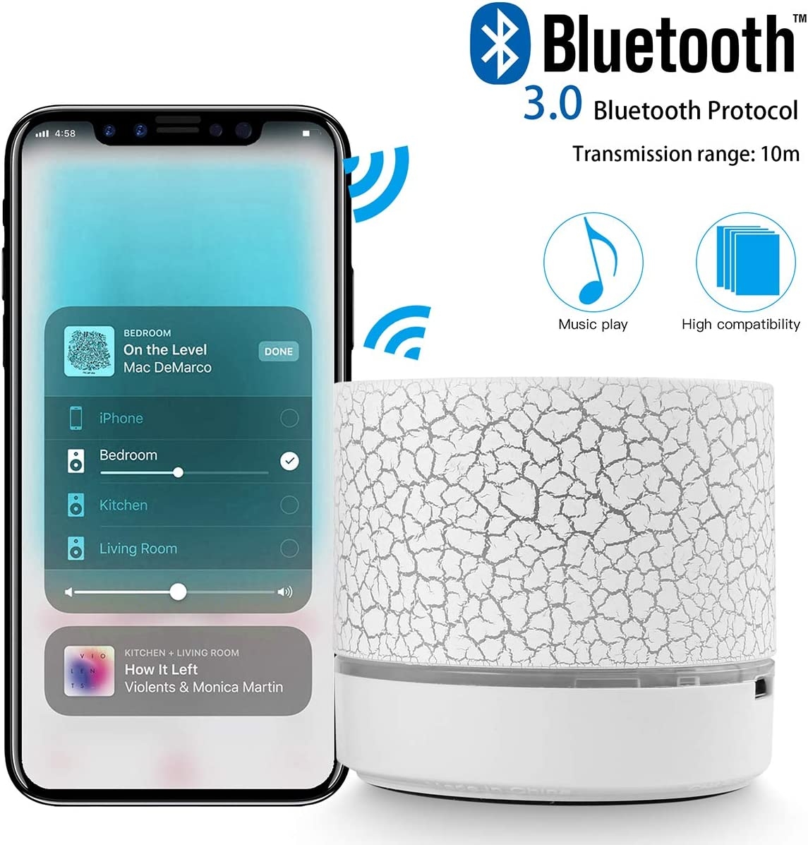 Portable Wireless Mini Bluetooth Speaker,AICase Super Bass Stereo Rechargeable Speaker with LED Lights - Image 9