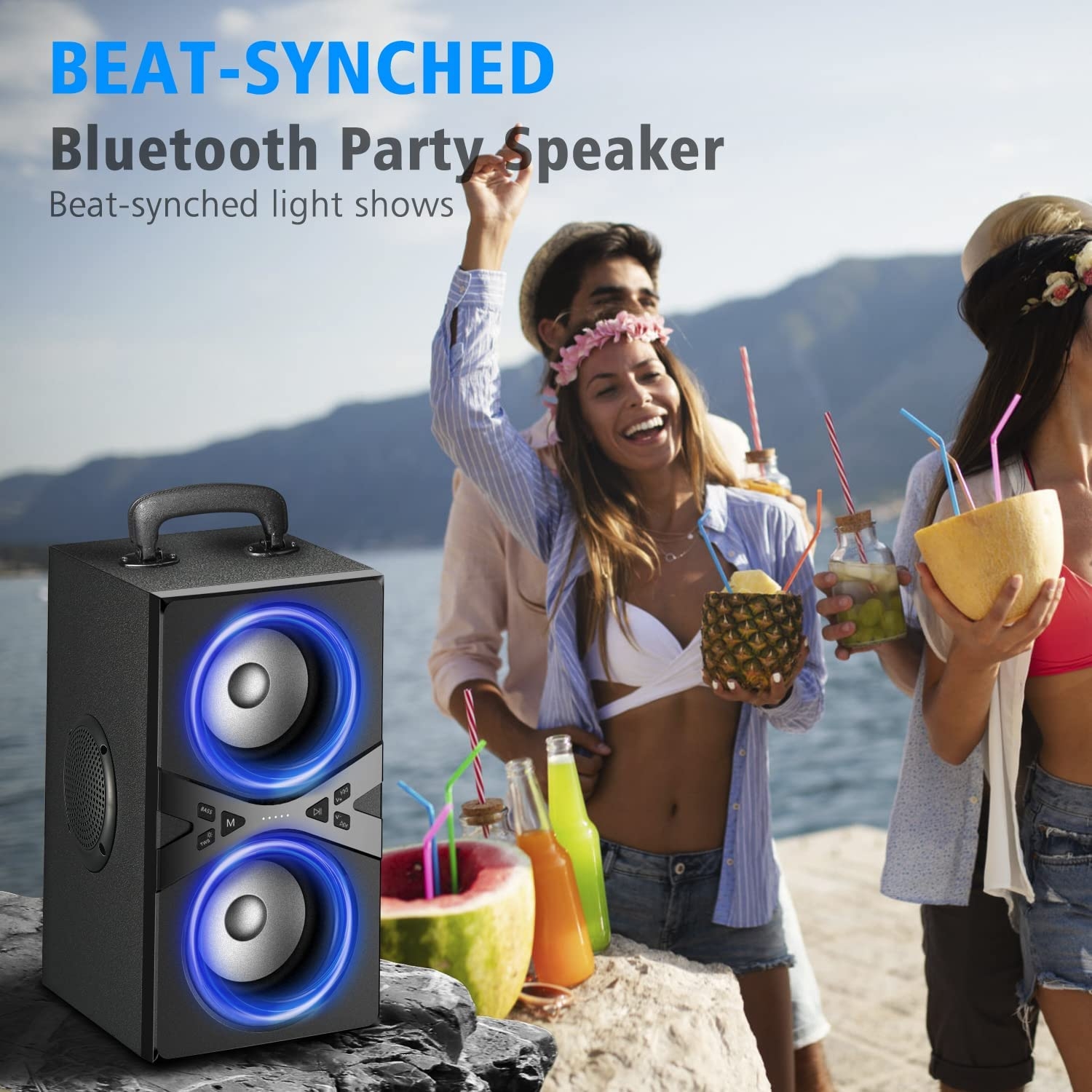 YIER Bluetooth Speakers, Wireless TWS Portable Bluetooth Speaker with Lights,100dB Loud Bluetooth Speaker with Subwoofer 80W - Image 4