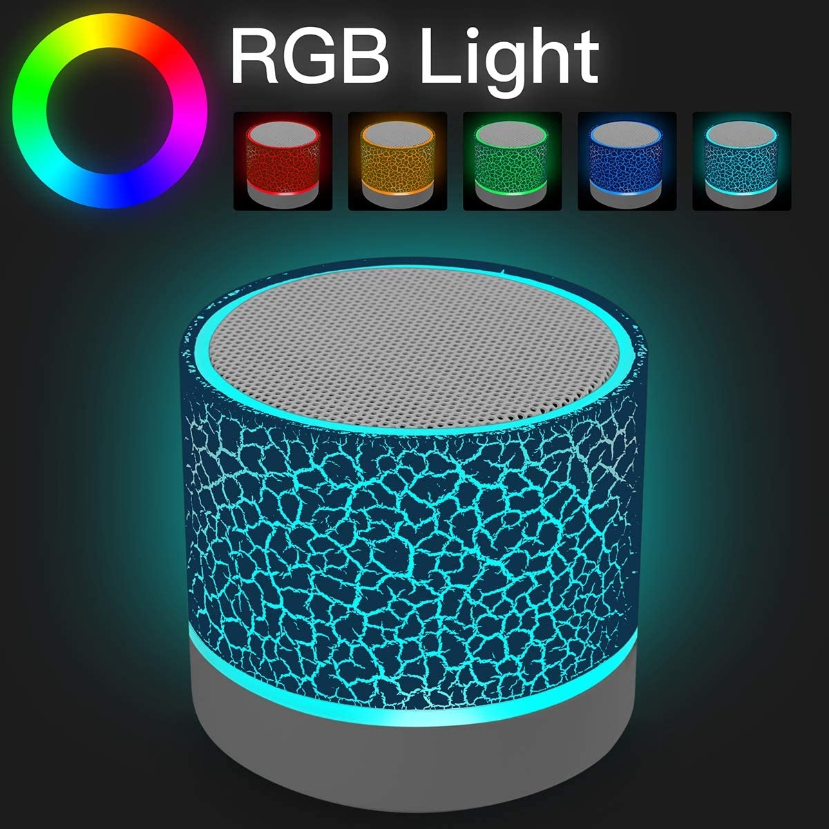 Portable Wireless Mini Bluetooth Speaker,AICase Super Bass Stereo Rechargeable Speaker with LED Lights - Image 18