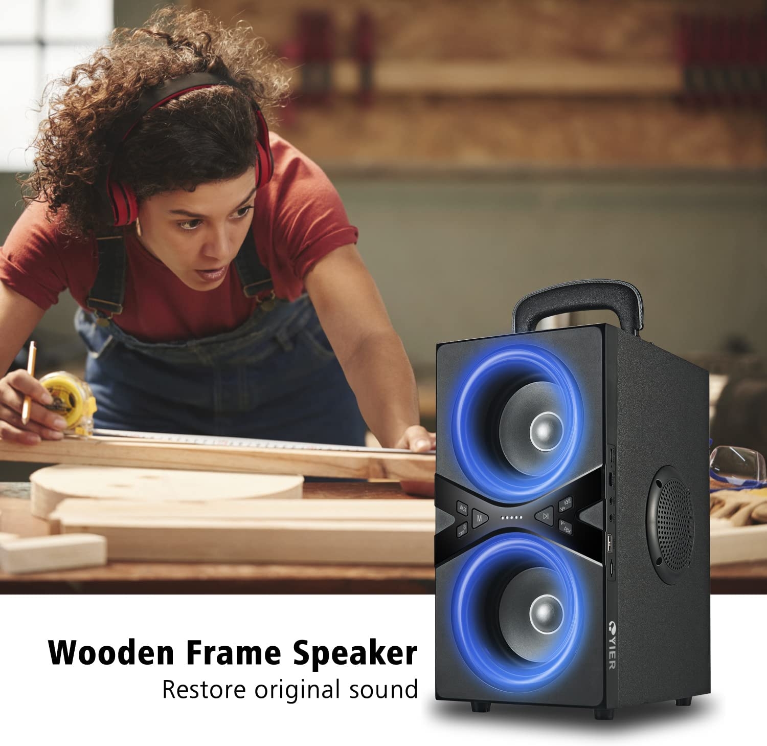 YIER Bluetooth Speakers, Wireless TWS Portable Bluetooth Speaker with Lights,100dB Loud Bluetooth Speaker with Subwoofer 80W - Image 6
