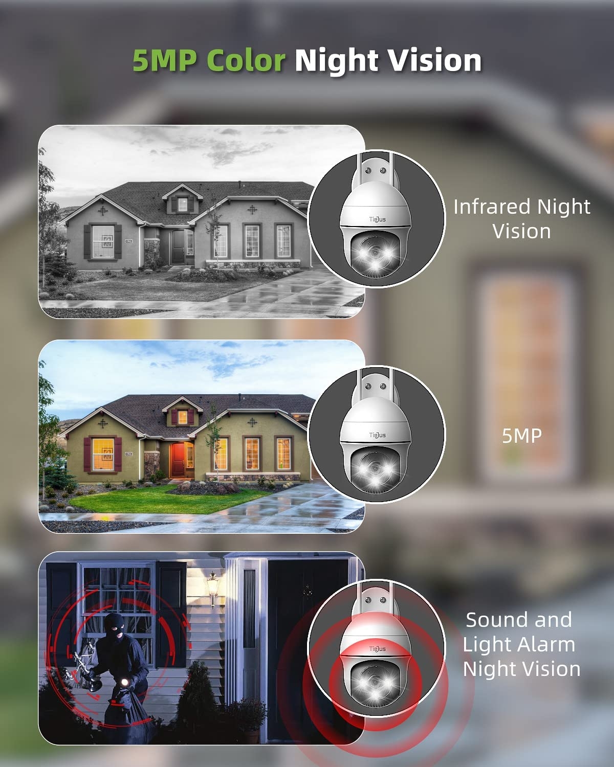 TIEJUS Security Camera Outdoor, 2K Outdoor Security Cameras with 360° PTZ, 2.4G WiFi Wired Home Surveillance Camera, 24/7, 3MP - Image 14