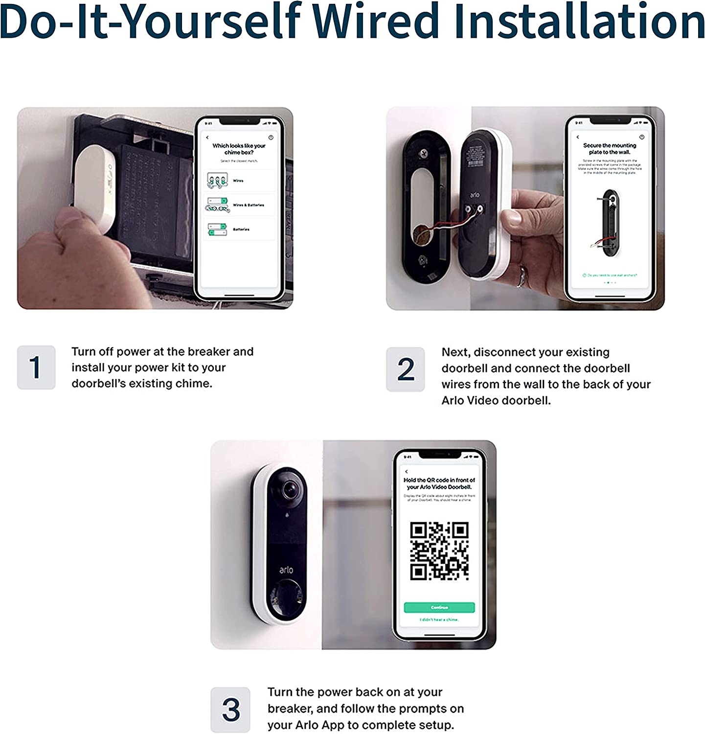 Arlo Essential Wired Video Doorbell - HD Video, 180° View, Night Vision, 2 Way Audio, DIY Installation (wiring required), - Image 3