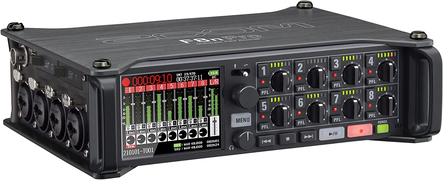 Zoom F8n Pro Professional Field Recorder/Mixer, Audio for Video, 32-bit/192 kHz Recording, 10 Channel Recorder, 8 XLR/TRS - Image 7