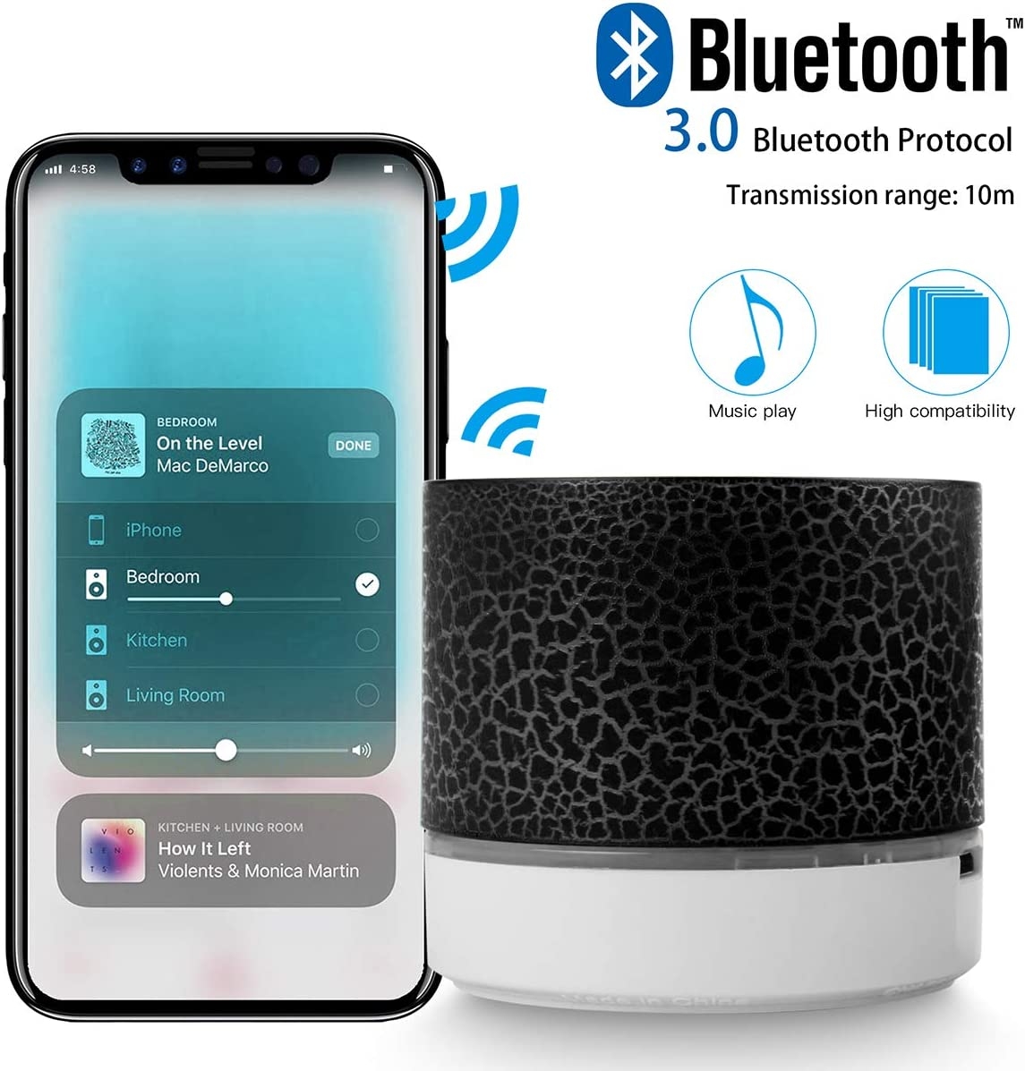 Portable Wireless Mini Bluetooth Speaker,AICase Super Bass Stereo Rechargeable Speaker with LED Lights - Image 30