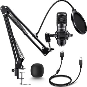 Caattiilaa USB Microphone - PC Streaming Podcast Microphone, Recording Microphone, Gaming Microphone, 192KHZ/24Bit Condenser