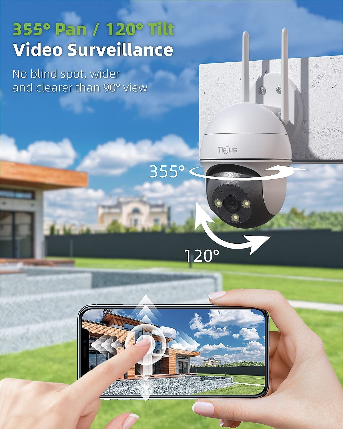 TIEJUS Security Camera Outdoor, 2K Outdoor Security Cameras with 360° PTZ, 2.4G WiFi Wired Home Surveillance Camera, 24/7, 3MP - Image 15