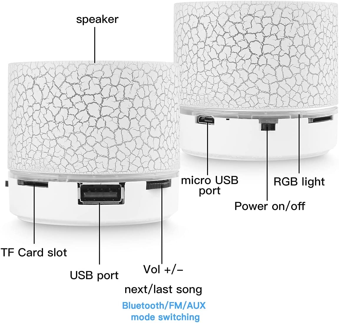 Portable Wireless Mini Bluetooth Speaker,AICase Super Bass Stereo Rechargeable Speaker with LED Lights - Image 11