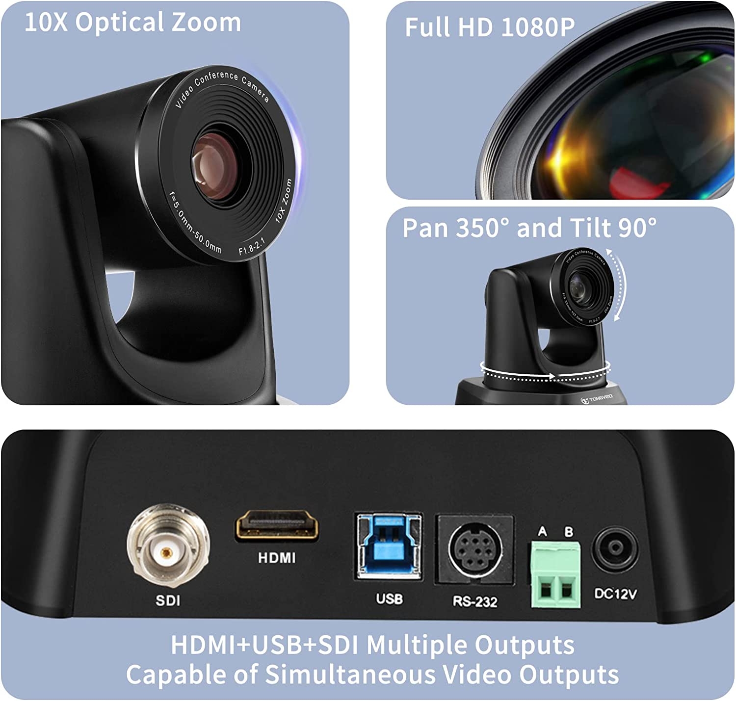 TONGVEO 10X HDMI PTZ Camera USB SDI Full HD 1080P Video Conference