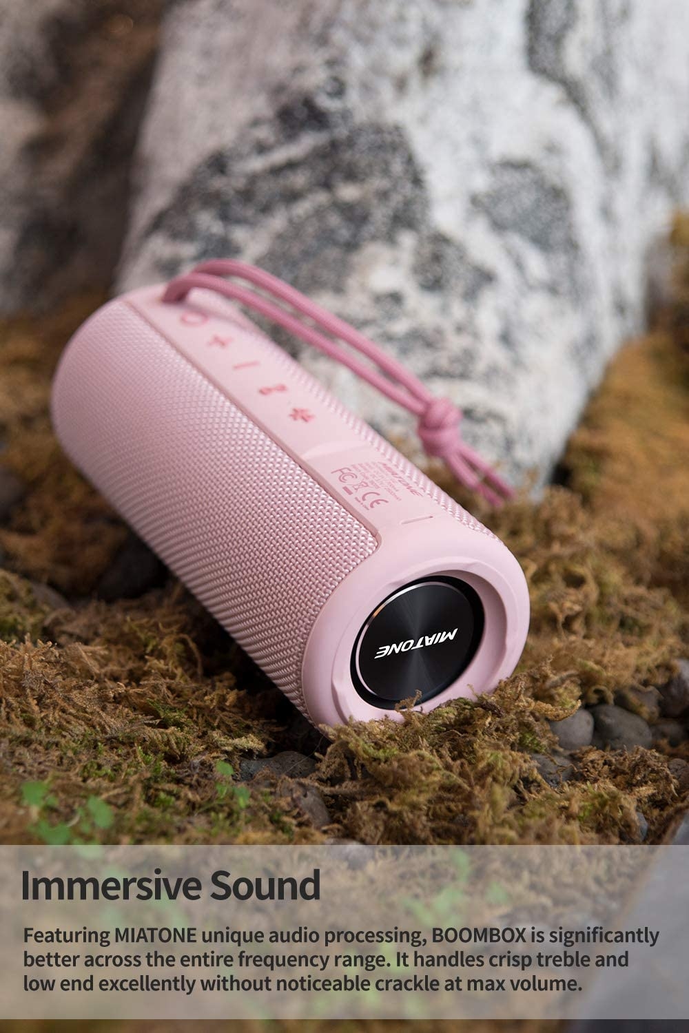 MIATONE Outdoor Portable Bluetooth Speakers Wireless Speaker Waterproof - Pink - Image 3