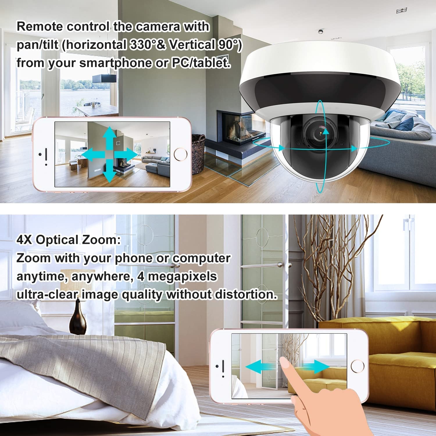 Anpviz 4.0MP(2560x1440) POE IP PTZ Dome Camera Compatible with Hikvision ,4X Optical, 16X Digital Zoom, H.265+ Outdoor Security - Image 3