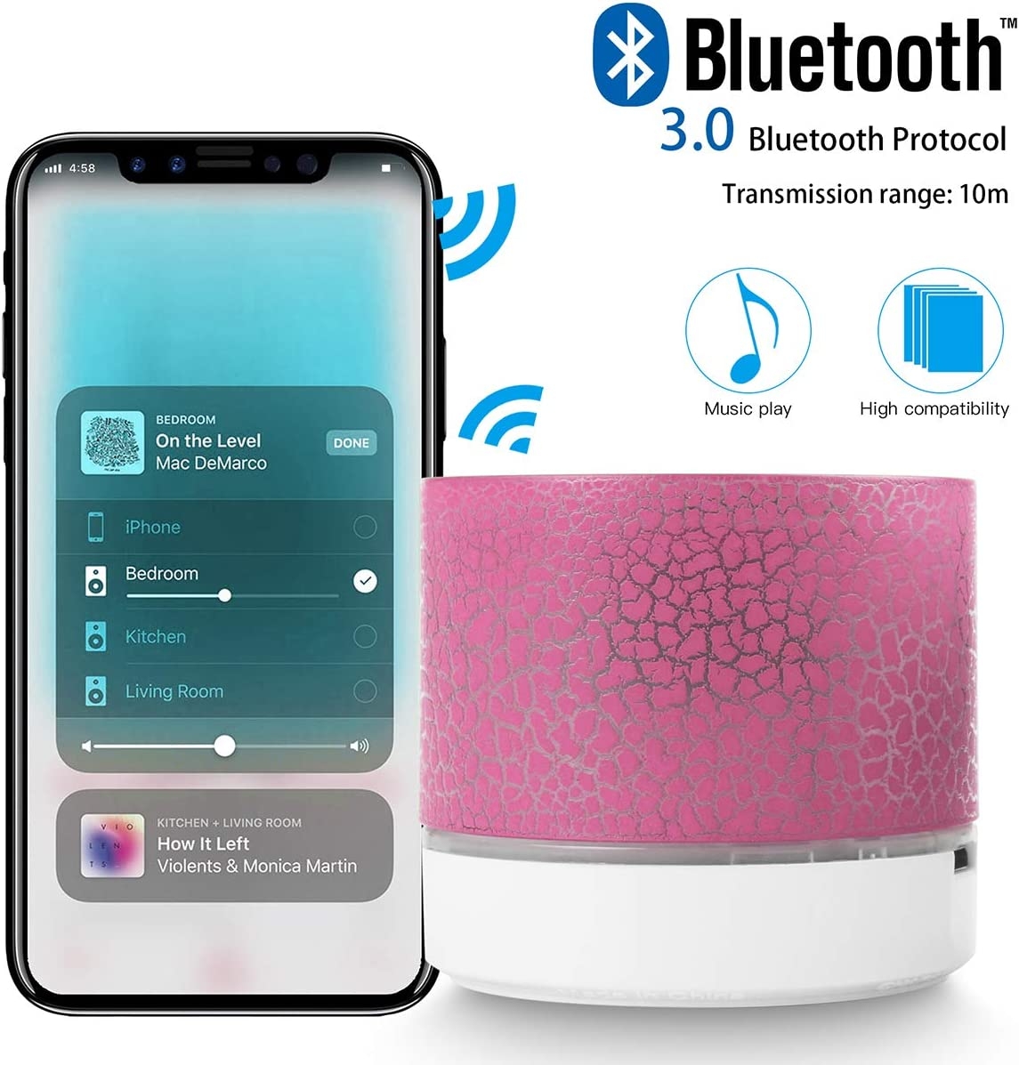 Portable Wireless Mini Bluetooth Speaker,AICase Super Bass Stereo Rechargeable Speaker with LED Lights - Image 6