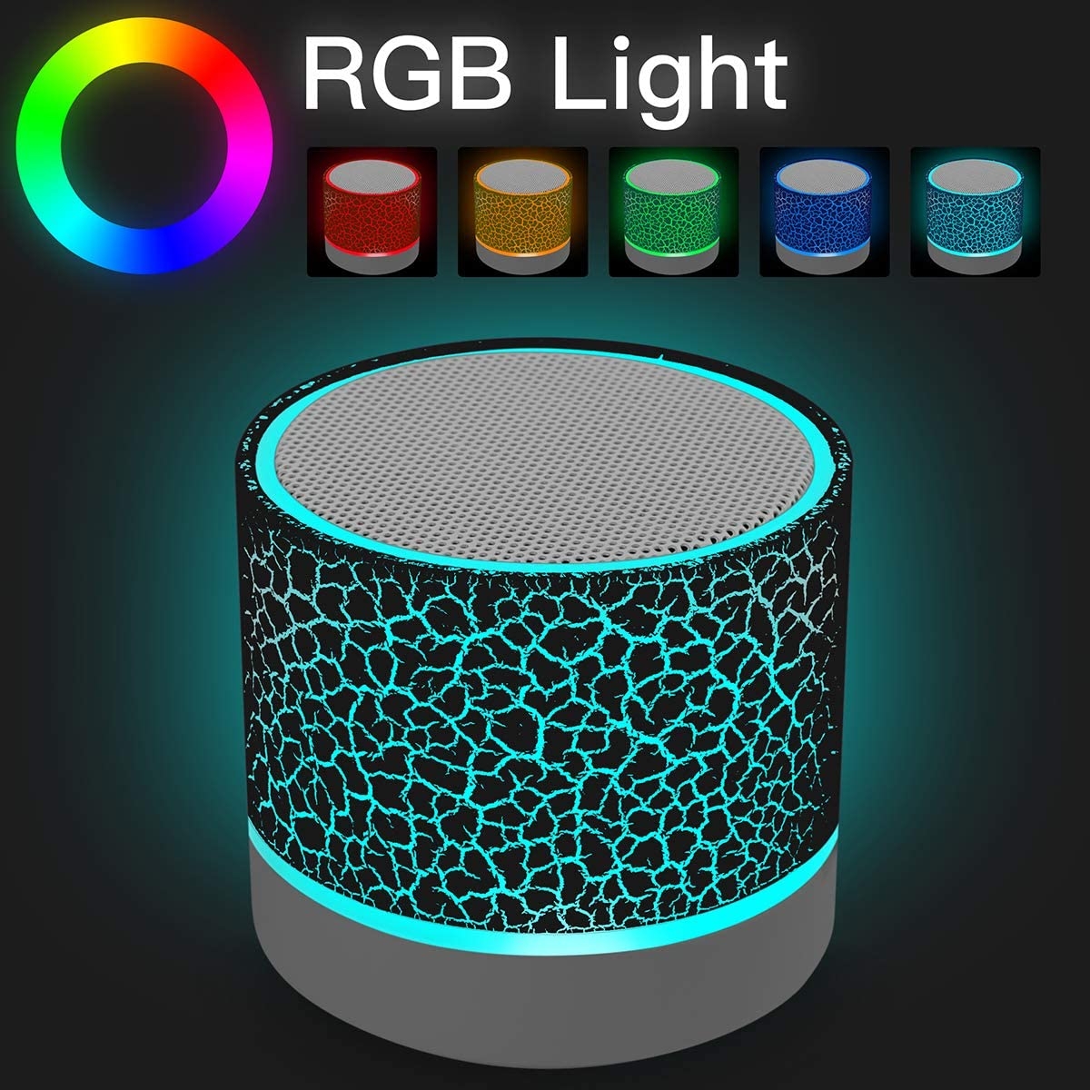 Portable Wireless Mini Bluetooth Speaker,AICase Super Bass Stereo Rechargeable Speaker with LED Lights - Image 35