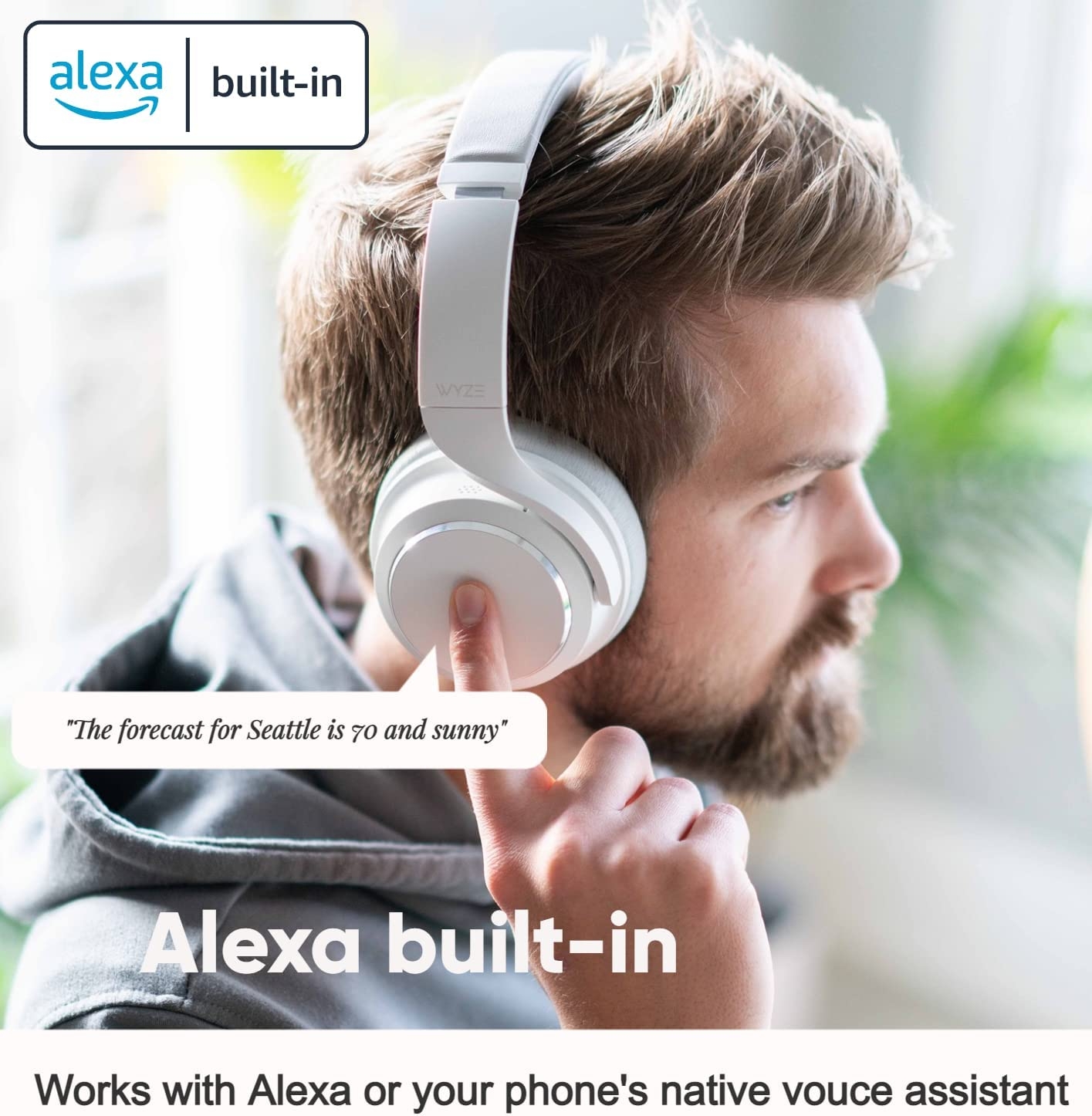 Wyze Wireless Active Noise Cancelling Over-Ear Headphones - 22 Hours of Battery Life, Transparency Mode, 6 Integrated Mics, and - Image 3