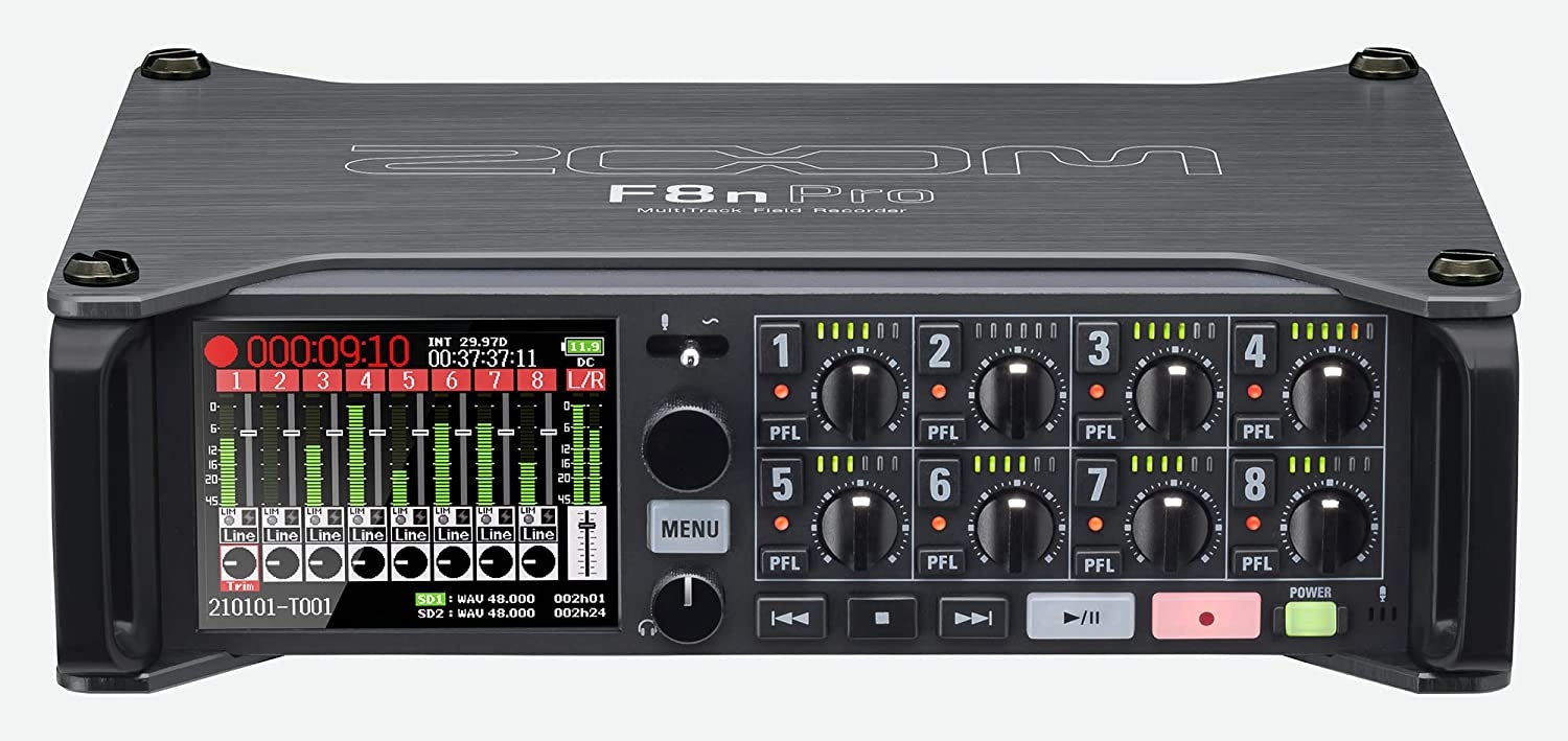 Zoom F8n Pro Professional Field Recorder/Mixer, Audio for Video, 32-bit/192 kHz Recording, 10 Channel Recorder, 8 XLR/TRS