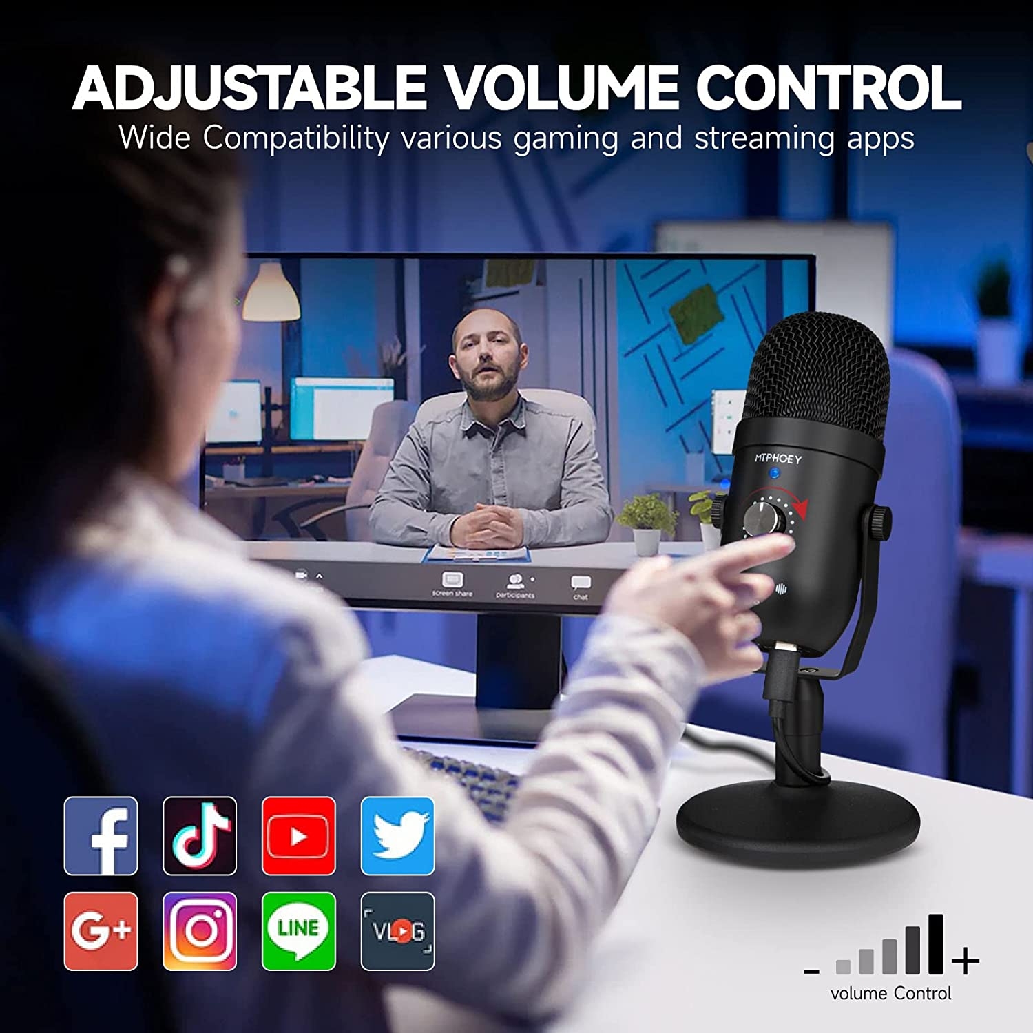 MTPHOEY Podcast Microphone for Phone, Professional USB Microphone for PC/Pad/PS4/i*O*S/Android,Computer Mic with Noise - Image 4