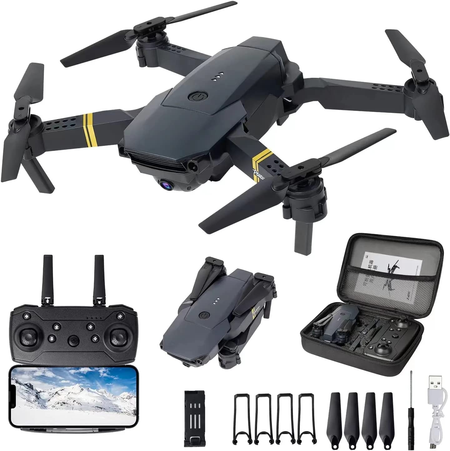 Rustoil E58 Drone with Camera for Adults, 1080P HD Mini FPV Drones for Kids Beginners, Foldable RC Quadcopter Toys Gifts for