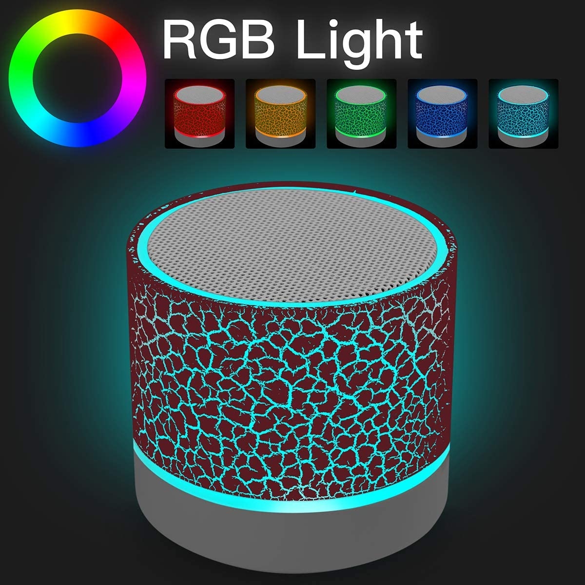Portable Wireless Mini Bluetooth Speaker,AICase Super Bass Stereo Rechargeable Speaker with LED Lights - Image 2