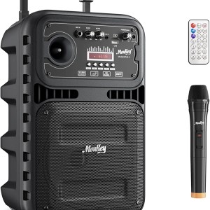 Moukey Outdoor Speaker, 2-Way Speaker PA System , Rechargeable Karaoke Machine, Portable Bluetooth Speaker with Wireless