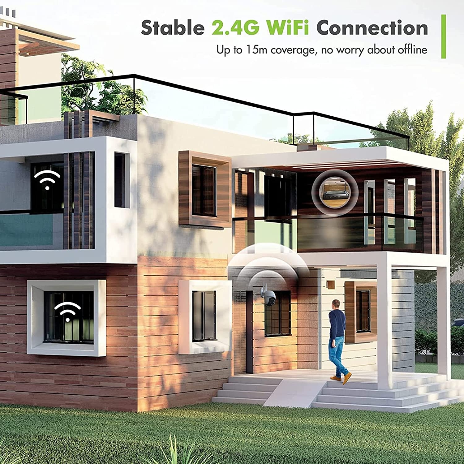 TIEJUS Security Camera Outdoor, 2K Outdoor Security Cameras with 360° PTZ, 2.4G WiFi Wired Home Surveillance Camera, 24/7, 3MP - Image 7
